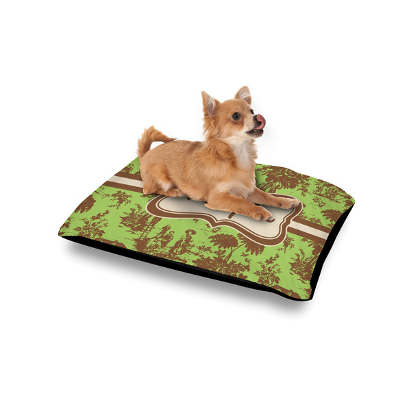 Green & Brown Toile Outdoor Dog Beds - Small - IN CONTEXT