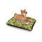 Green & Brown Toile Outdoor Dog Beds - Small - IN CONTEXT