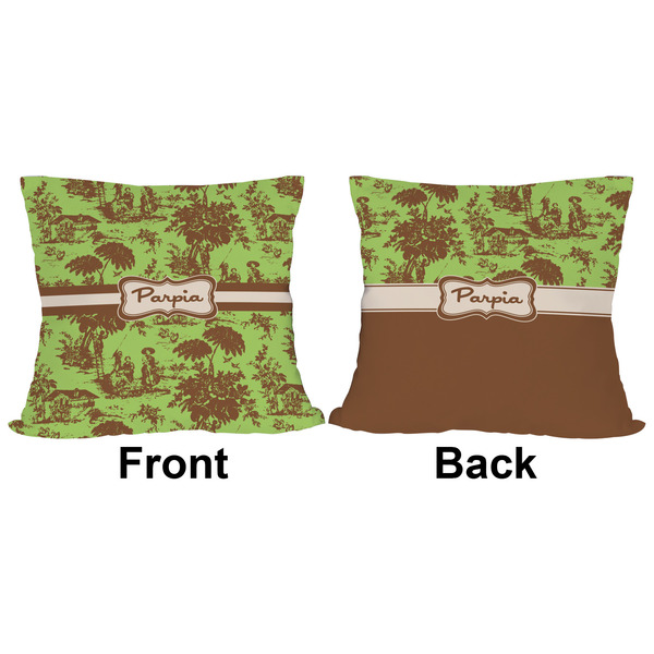 Green & Brown Toile Outdoor Pillow - 16x16