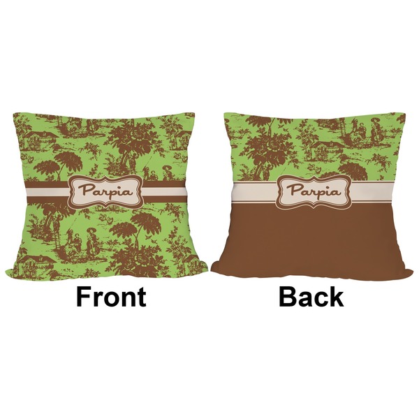 Green & Brown Toile Outdoor Pillow - 20x20