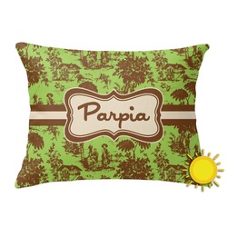 Green & Brown Toile Outdoor Throw Pillow (Rectangular) (Personalized)