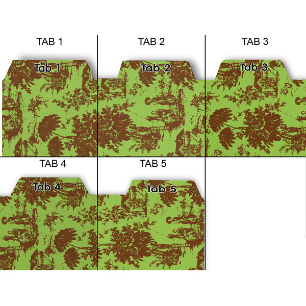 Green & Brown Toile Page Dividers - Set of 5 - Approval
