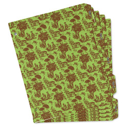 Green & Brown Toile Binder Tab Divider - Set of 5 (Personalized)