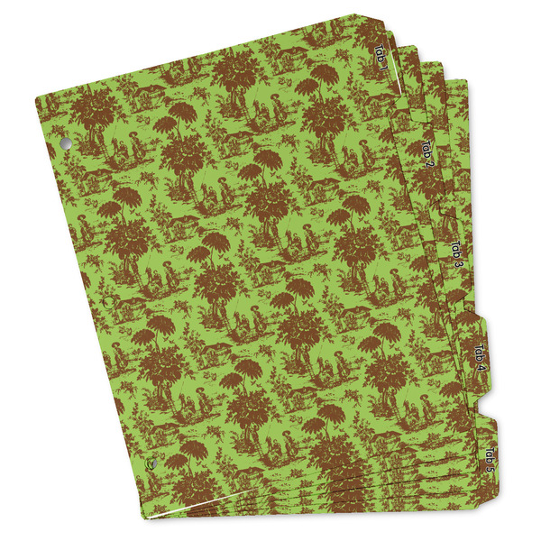 Custom Green & Brown Toile Binder Tab Divider Set (Personalized)
