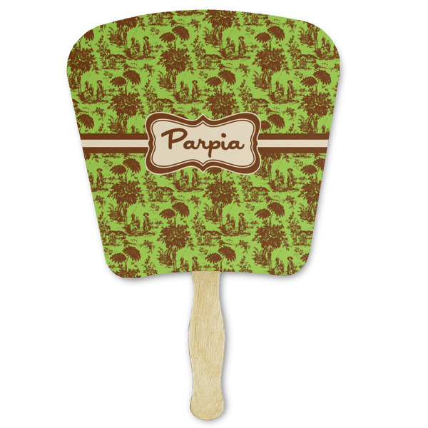 Custom Green & Brown Toile Paper Fan (Personalized)