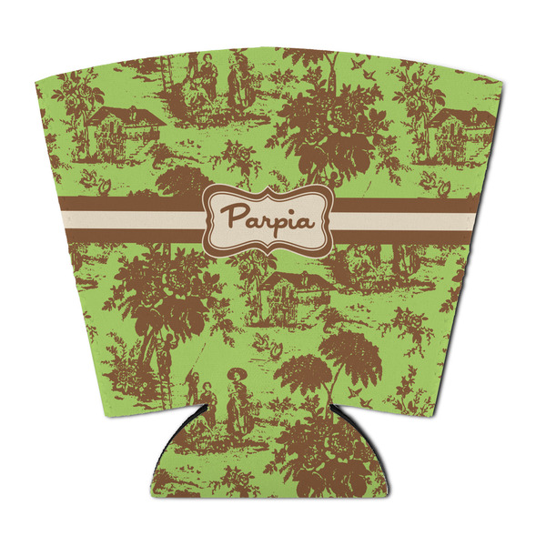 Custom Green & Brown Toile Party Cup Sleeve - with Bottom (Personalized)
