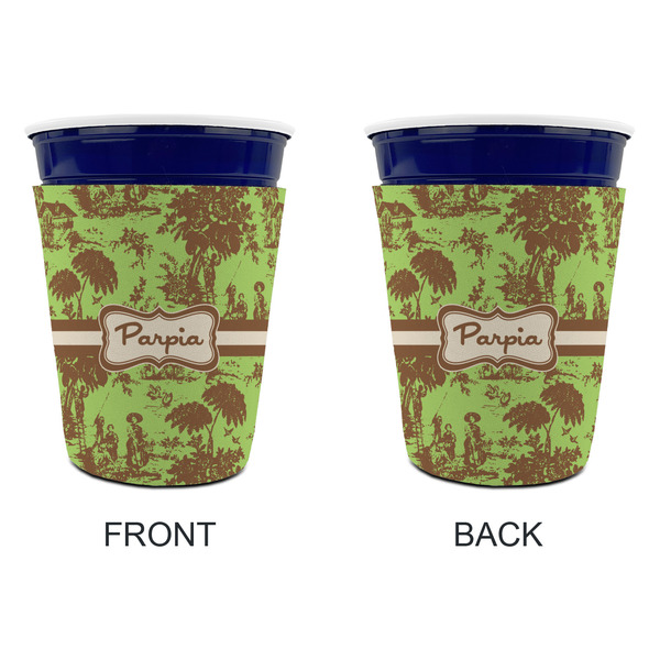 Green & Brown Toile Party Cup Sleeves - without bottom - Approval