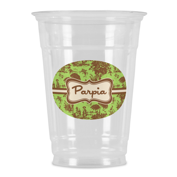 Custom Green & Brown Toile Party Cups - 16oz (Personalized)