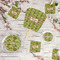 Green & Brown Toile Party Supplies Combination Image - All items - Plates, Coasters, Fans