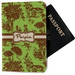 Green & Brown Toile Passport Holder - Fabric (Personalized)
