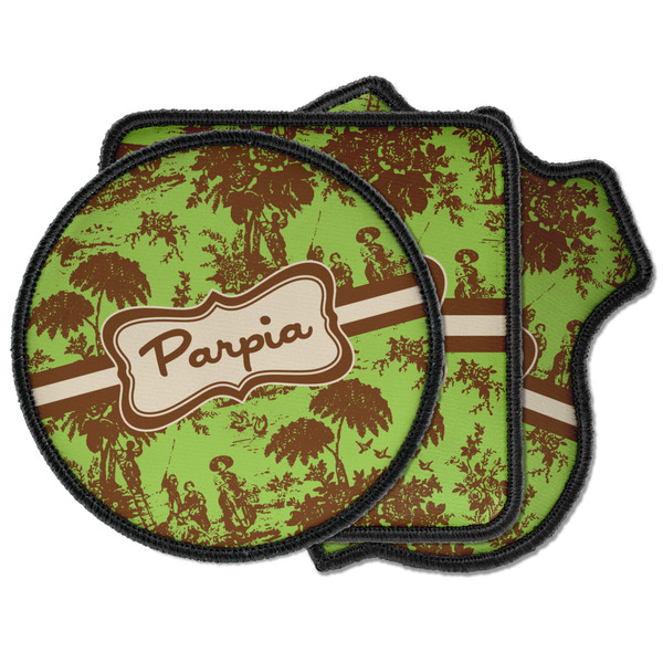 Custom Green & Brown Toile Iron on Patches (Personalized)