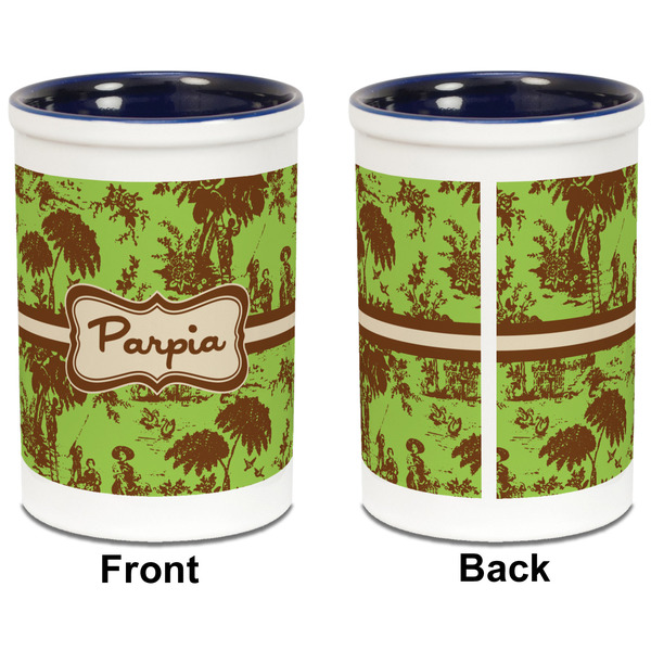 Green & Brown Toile Pencil Holder - Blue - approval