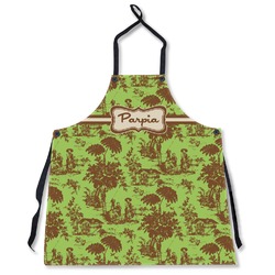 Green & Brown Toile Apron Without Pockets w/ Name or Text