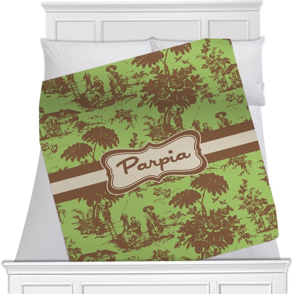 Custom Green & Brown Toile Minky Blanket (Personalized)