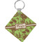Green & Brown Toile Diamond Plastic Keychain w/ Name or Text
