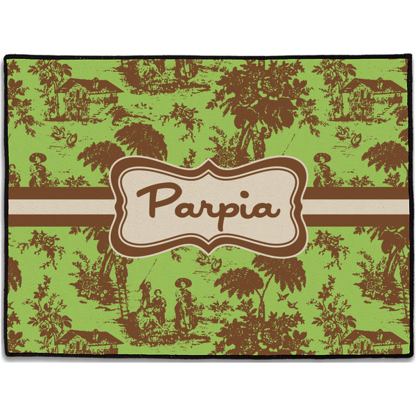 Custom Green & Brown Toile Door Mat - 24"x18" (Personalized)