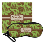 Green & Brown Toile Eyeglass Case & Cloth (Personalized)