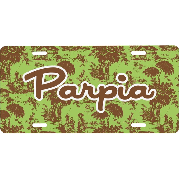 Custom Green & Brown Toile Front License Plate (Personalized)