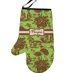 Green & Brown Toile Left Oven Mitt (Personalized)