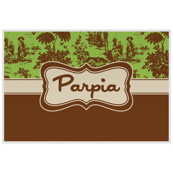 Green & Brown Toile Personalized Placemat (Back)
