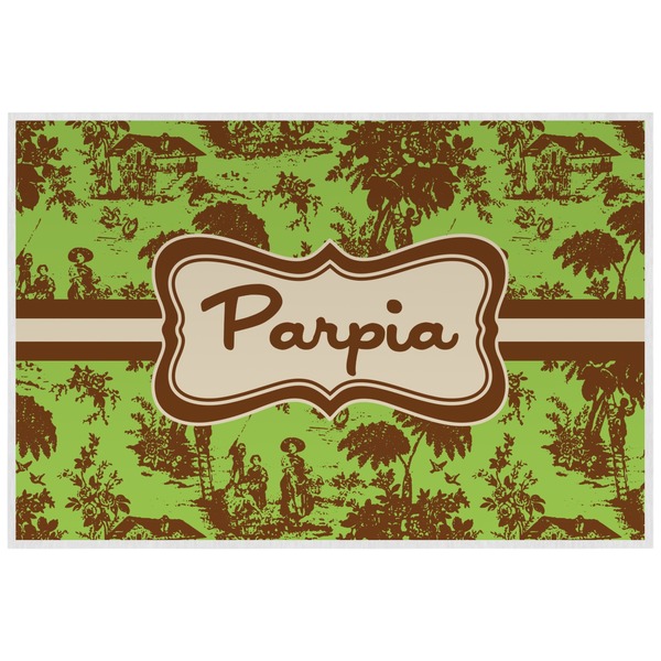 Custom Green & Brown Toile Laminated Placemat w/ Name or Text