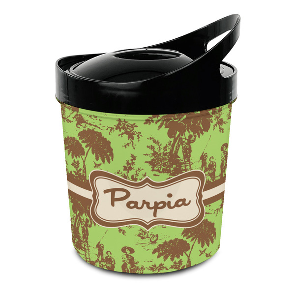 Custom Green & Brown Toile Plastic Ice Bucket (Personalized)