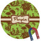 Green & Brown Toile Round Fridge Magnet (Personalized)
