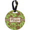 Green & Brown Toile Personalized Round Luggage Tag