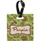 Green & Brown Toile Personalized Square Luggage Tag
