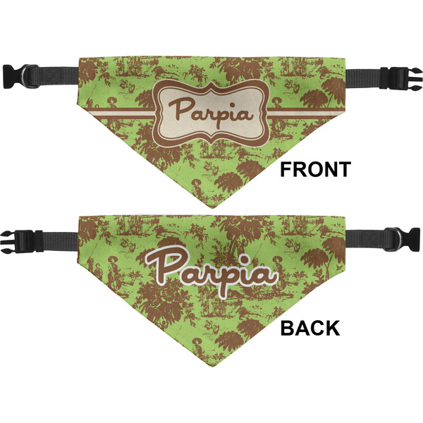 Green & Brown Toile Pet Bandana Approval
