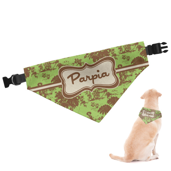 Custom Green & Brown Toile Dog Bandana (Personalized)