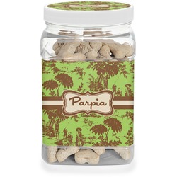 Green & Brown Toile Dog Treat Jar (Personalized)