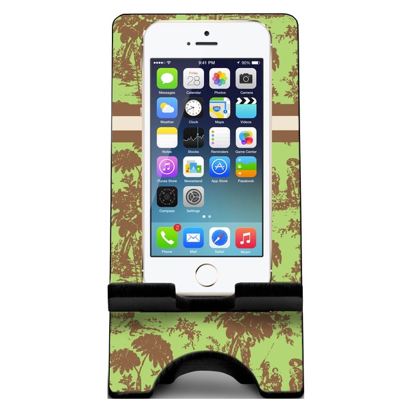 Green & Brown Toile Phone Stand w/ Phone