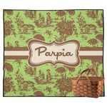 Green & Brown Toile Outdoor Picnic Blanket (Personalized)
