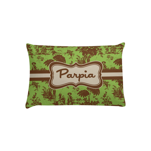 Custom Green & Brown Toile Pillow Case - Toddler (Personalized)