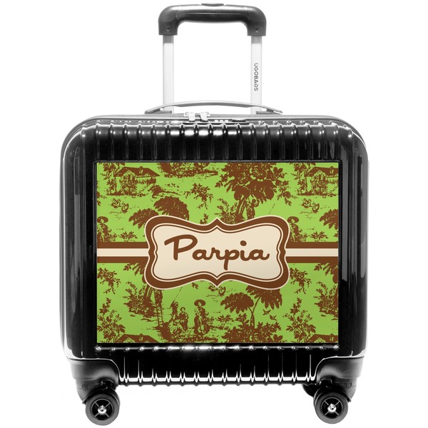 Custom Green & Brown Toile Pilot / Flight Suitcase (Personalized)