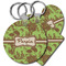 Green & Brown Toile Plastic Keychains
