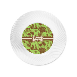 Green & Brown Toile Plastic Party Appetizer & Dessert Plates - 6" (Personalized)