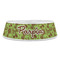Green & Brown Toile Plastic Pet Bowls - Large - FRONT