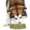 Green & Brown Toile Plastic Pet Bowls - Large - LIFESTYLE