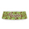 Green & Brown Toile Plastic Pet Bowls - Small - FRONT