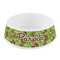 Green & Brown Toile Plastic Dog Bowl - Small (Personalized)