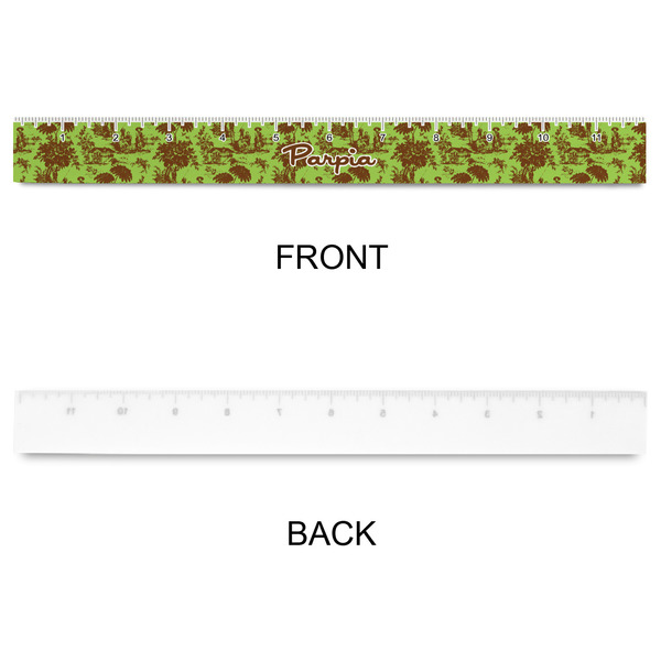 Green & Brown Toile Plastic Ruler - 12" - APPROVAL