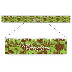 Green & Brown Toile Plastic Ruler - 12" (Personalized)