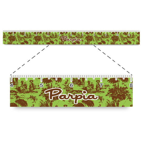 Custom Green & Brown Toile Plastic Ruler - 12" (Personalized)