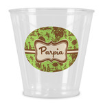 Green & Brown Toile Plastic Shot Glass (Personalized)