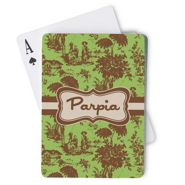 Custom Green & Brown Toile Playing Cards (Personalized)