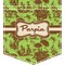 Green & Brown Toile Iron On Faux Pocket (Personalized)