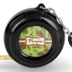 Green & Brown Toile Pocket Tape Measure - 6 Ft w/ Carabiner Clip (Personalized)