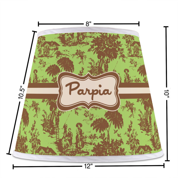 Green & Brown Toile Poly Film Empire Lampshade - Dimensions